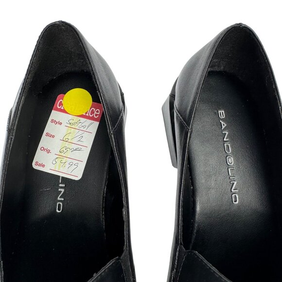 VTG Y2K Bandolino W 6.5M Black‎ Leather Square Toe Chunky Heel Loafer Academia - Picture 9 of 9